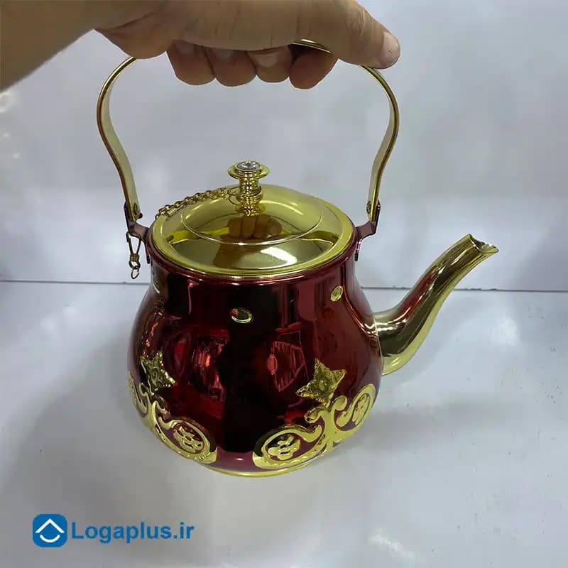 کتری تک استیل طرح آنتیک با درب زنجیردار — تصویر ۲