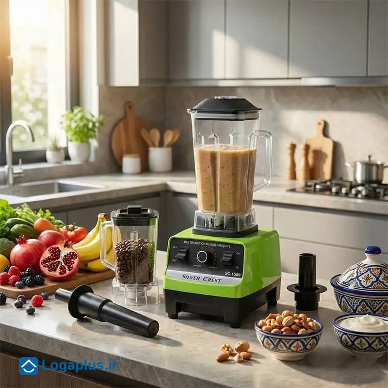 مخلوط کن و آسیاب صنعتی 2 کاره سیلور کرست مدل SC-1589 توان 4500 وات — تصویر ۷