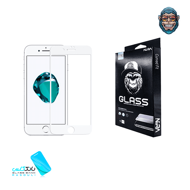 گلس آنتی استاتیک مانکی آیفون 8 plus رنگ سفید برند نیرا