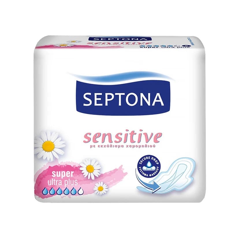 نوار بهداشتی بالدار سپتونا مدل Sensitive Super Ultra Plus بسته 8 عددی