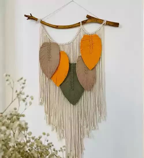 دیوارکوب مکرومه مدل برگ