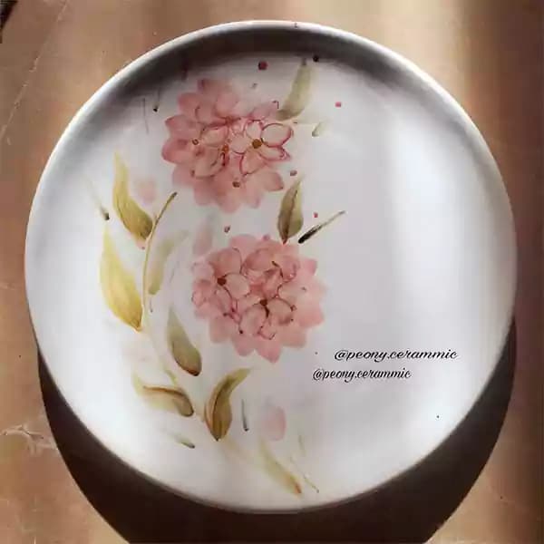 بشقاب سرامیکی طرح گل ادریسی