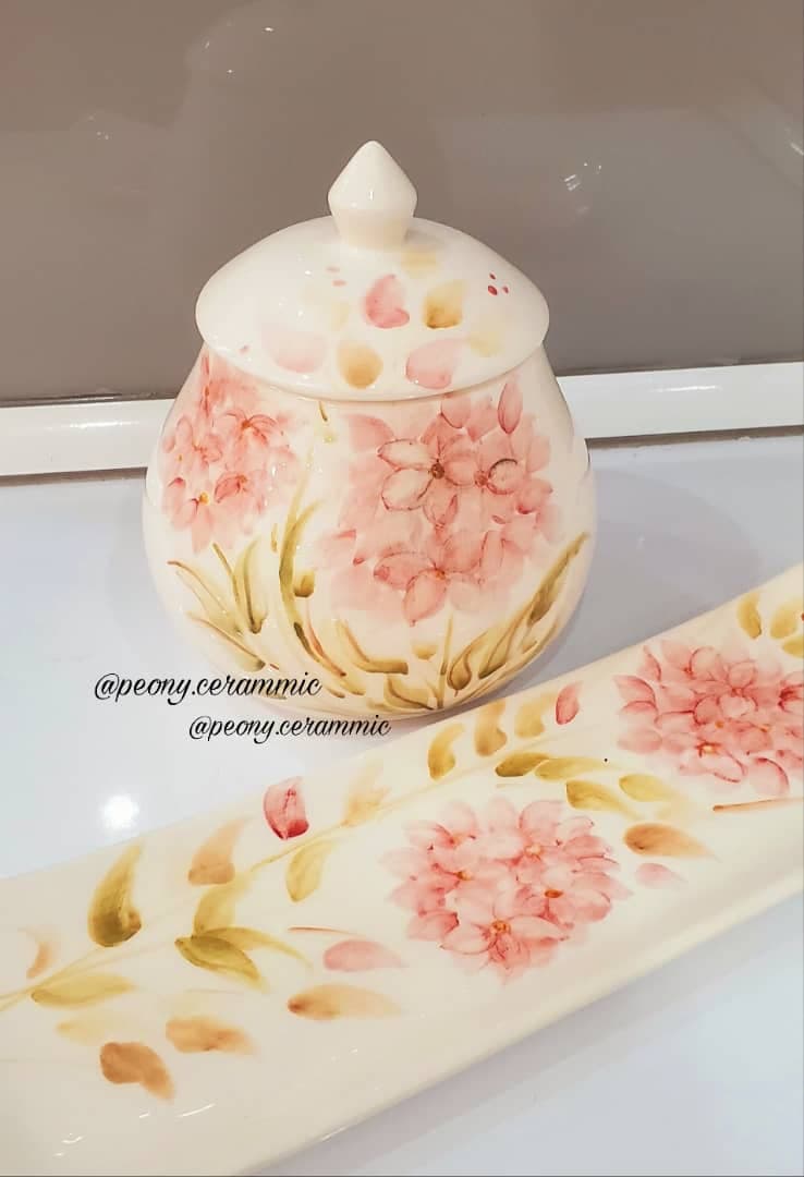 شیرینی خوری مستطیل سرامیکی طرح گل