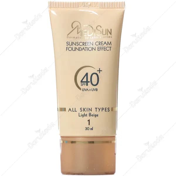 کرم ضدآفتاب کرم پودری انواع پوست SPF40 (بژ روشن) مدیسان شماره 1