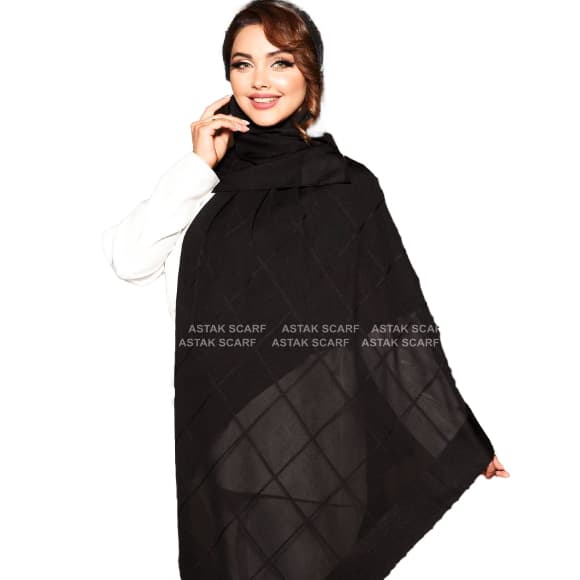 روسری مشکی مجلسی حریر شیفون وارداتی شاهدخت sh-shifonsc2