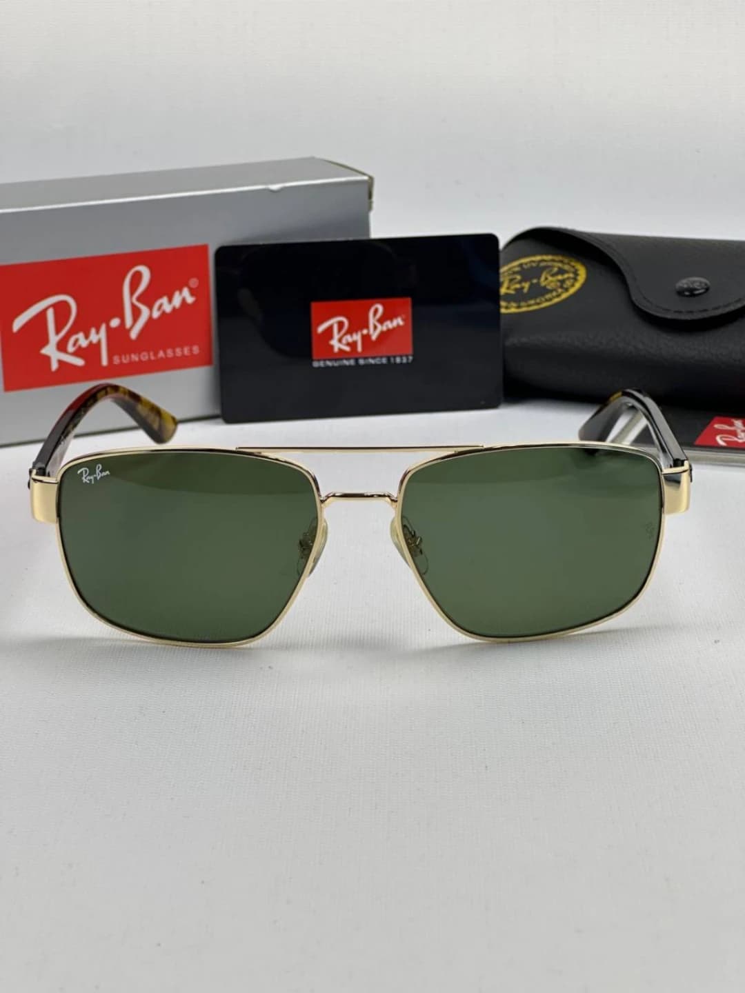 عینک ریبن طلایی عدسی سبزrayban rb-3663 — تصویر ۲