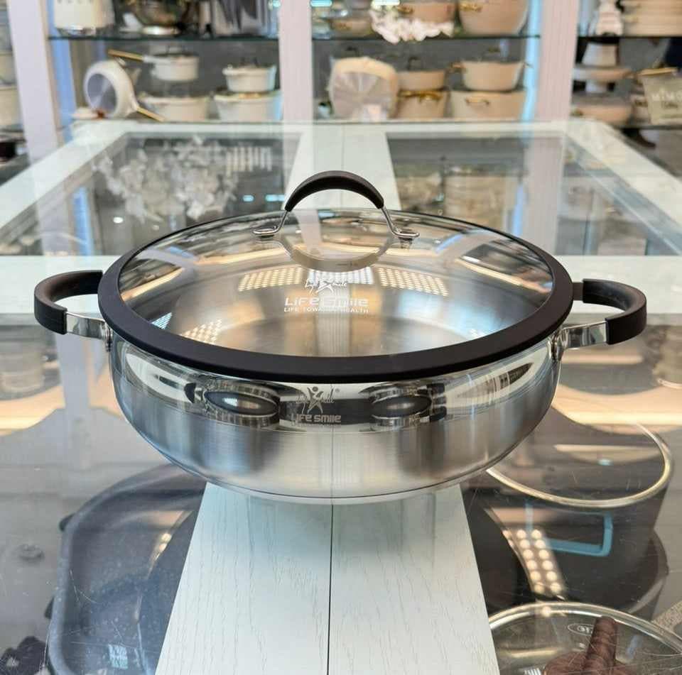 تابه دو دسته استیل برند لایف اسمایل درب سیلیکونی کد LIFEP22SHR-6-3 (وارداتی) — تصویر ۶