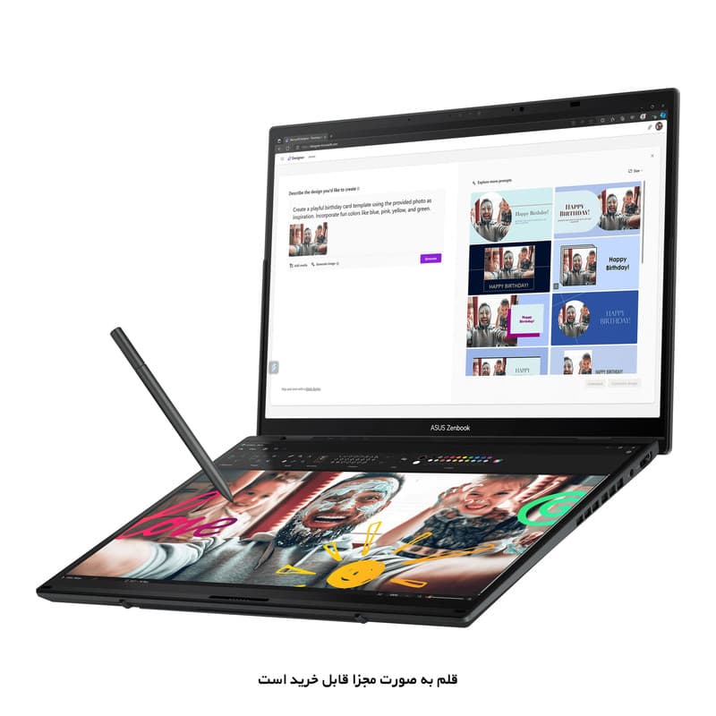 لپ‌تاپ 14 اینچی ایسوس مدل Zenbook DUO UX8406CA-Core Ultra 9 285H-32GB LPDDR5X-2TB SSD-Dual WUXGA OLED Touch 60Hz-W — تصویر ۹