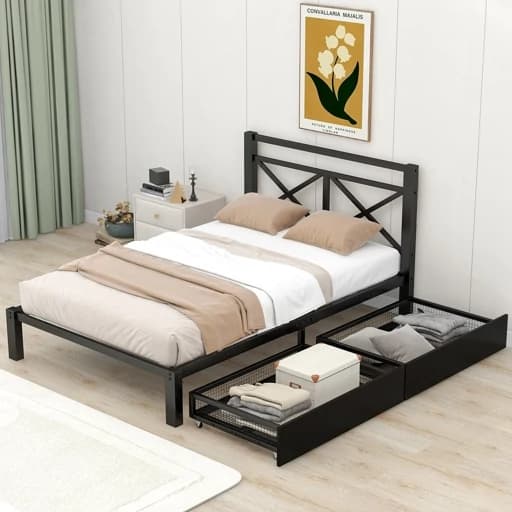 تخت خواب یک نفره باکس دار چوب فلز طرح تیروژ با ارسال از کرج و پس کرایه مبلمان فرنا مدل 1145235