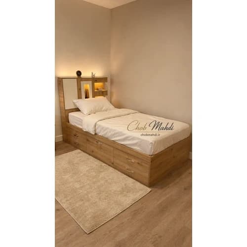 تخت یک نفره باکس دار با طراحی مدرن مبلمان فرنا مدل 1145129