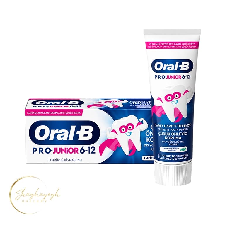 خمیر دندان کودک اورال بی پرو جونیور ۶ تا ۱۲ سال ۷۵ میل Oral-B Pro Junior 6–12 Years Mild Mint Fluoride