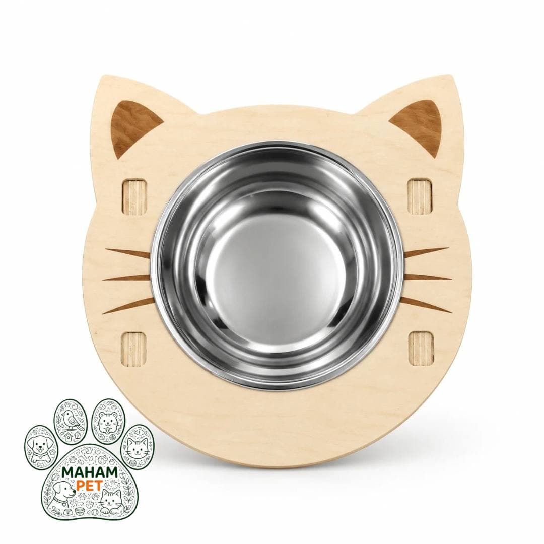 ظرف چوبی شیب دار پایه دار گربه2158 — تصویر ۲