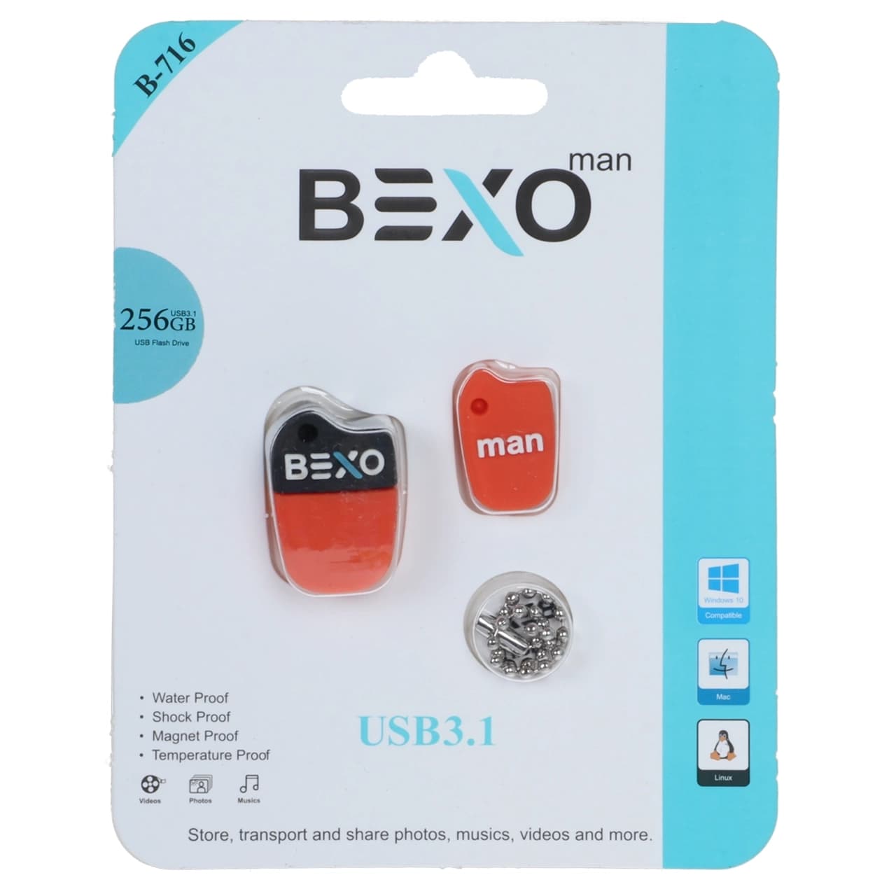 فلش مموری BEXO USB3.1 مدل B-716 ظرفیت 256GB – نارنجی (گارانتی داده پردازی آواتک) — تصویر ۲