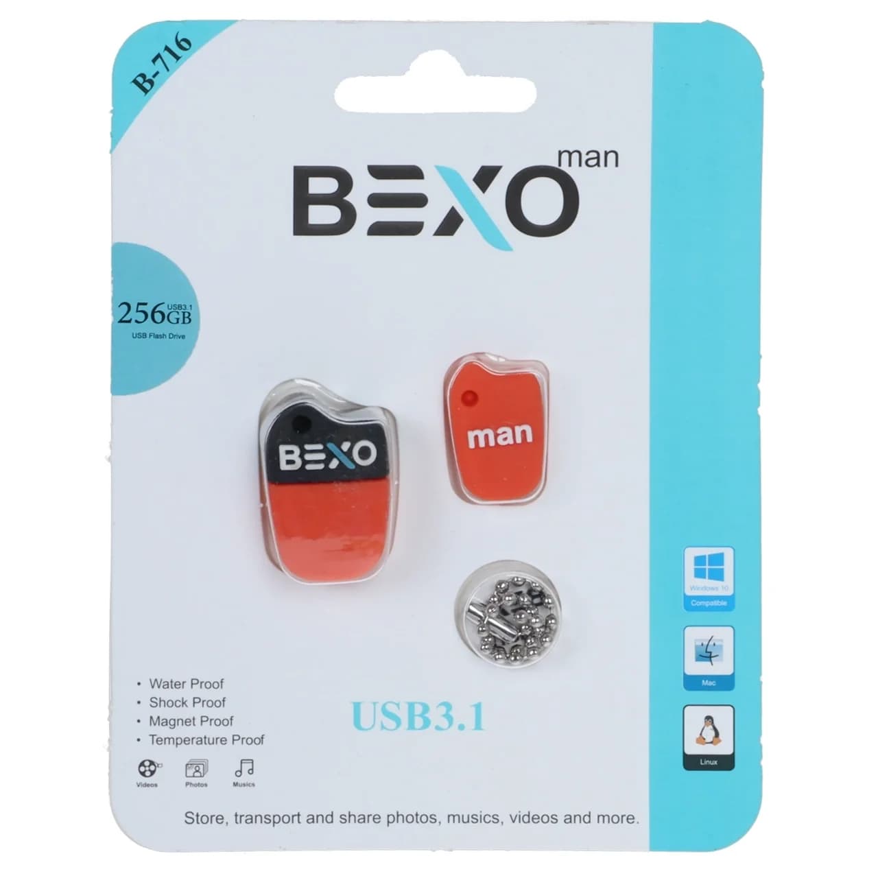 فلش مموری BEXO USB3.1 مدل B-716 ظرفیت 256GB – نارنجی (گارانتی داده پردازی آواتک)