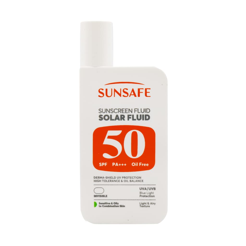 فلوئید ضد آفتاب پوست چرب و حساس SPF50 سان سیف حجم 55 میلی لیتر