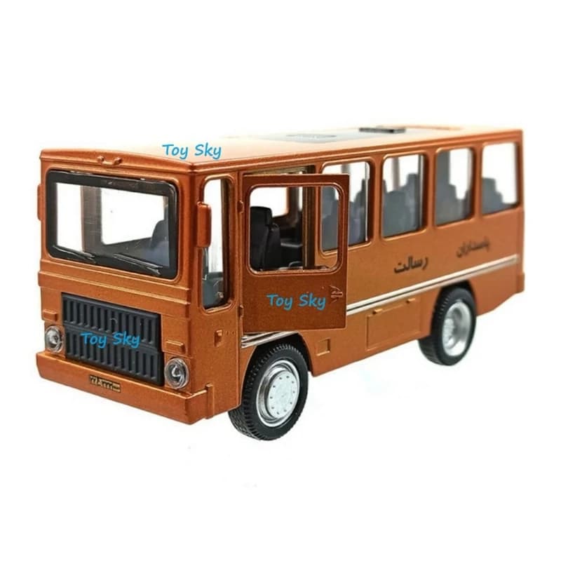 اسباب بازی – ماکت ماشین – مینی بوس فیات – Fiat Minibus – فلزی – عقبکش، موزیکال، چراغدار – دو درب بازشو