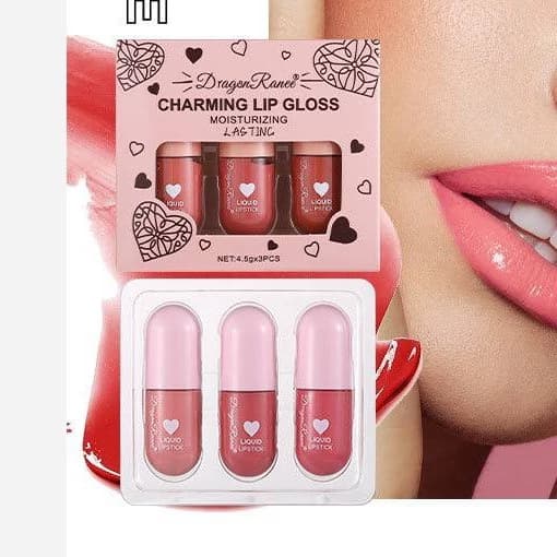 پک ۳ عددی رژ لب مایع براق شایندار دراگون رانی مدل CHARMING LIP GLOSS — تصویر ۲