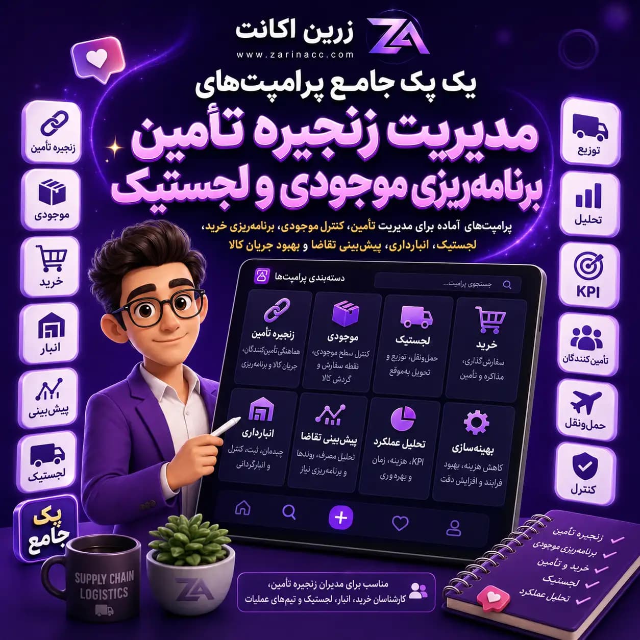 پک جامع پرامپت های مدیریت زنجیره تأمین، برنامه ریزی موجودی و لجستیک