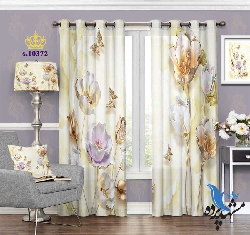 پرده پانچ گلدار طرح فانتزی S10372