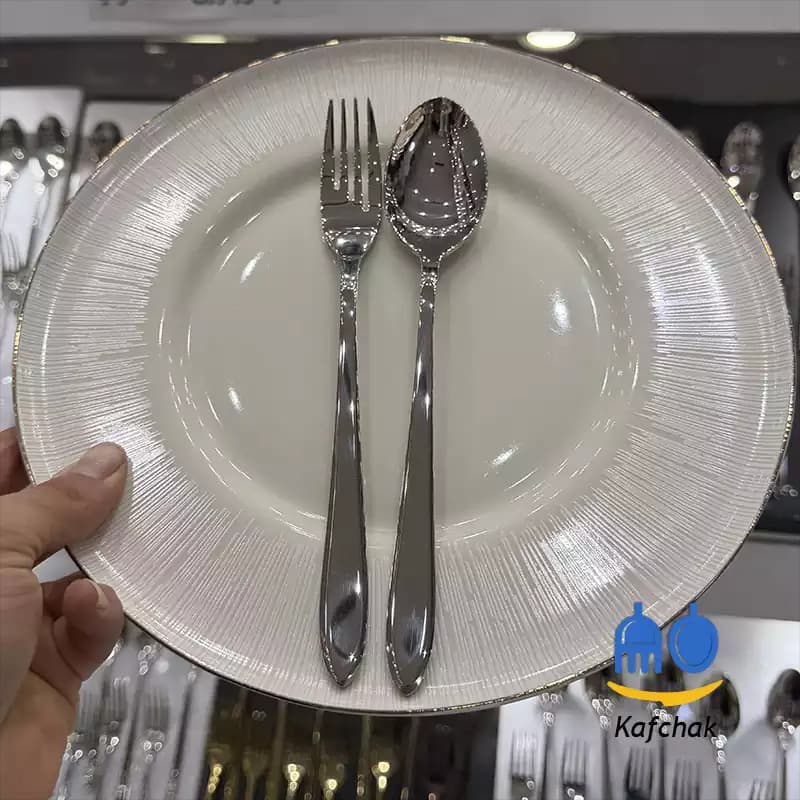 قاشق چنگال برند یونیک – مدل دونا پهن – استیل براق — تصویر ۳