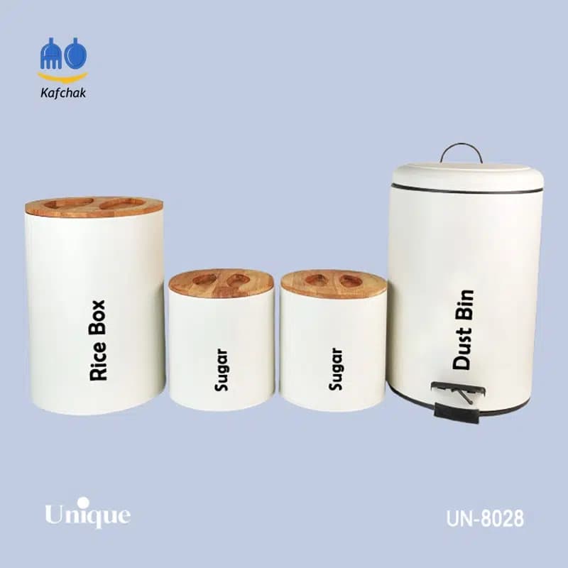 ست 4 پارچه سطل یونیک – مدل 8028 – درب بامبو