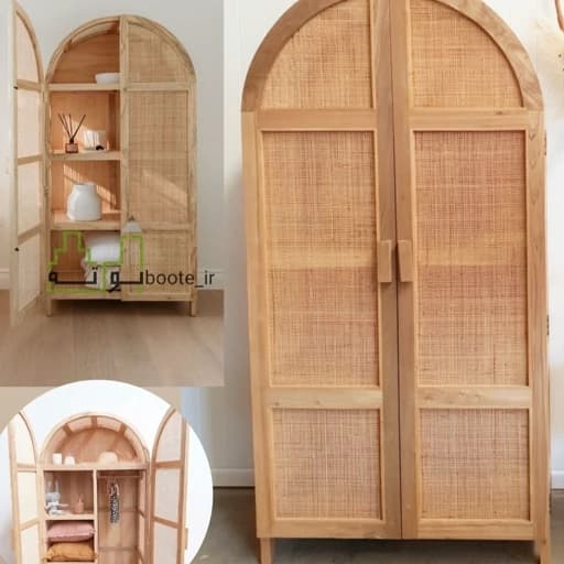 کمد چوبی حصیری بامبو منحنی مدرن مبلمان اورلین مدل 975899