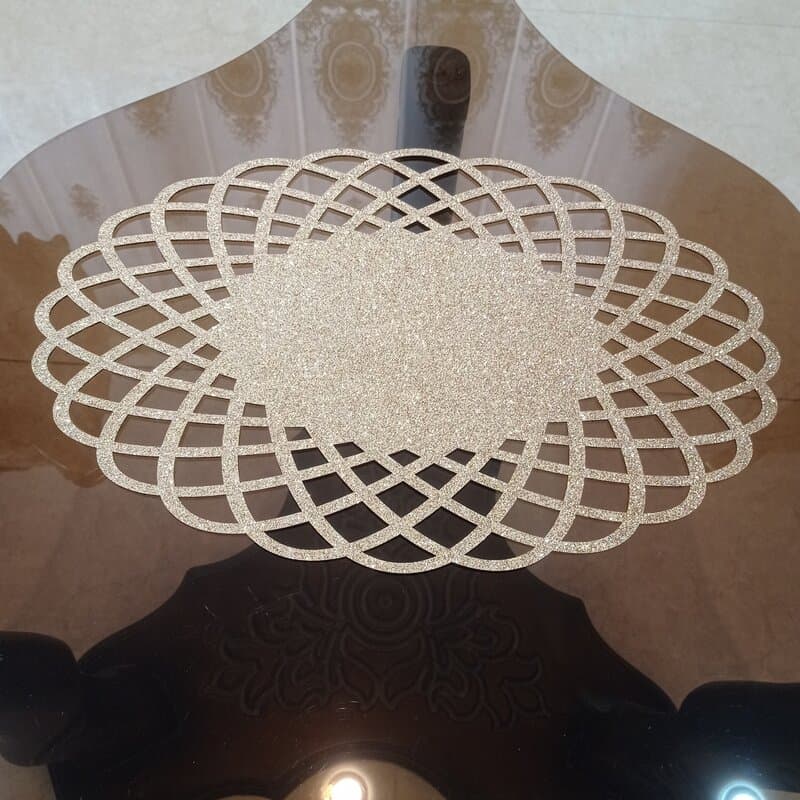 رومیزی عسلی بیضی تک سایز 40 سانتی مدل ماهواره ای