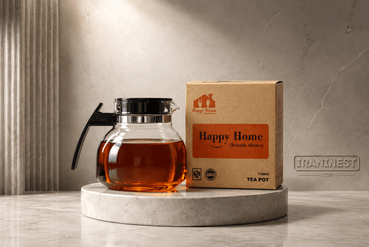 قوری پیرکس در پلاستیکی 1100 میل HAPPY HOME