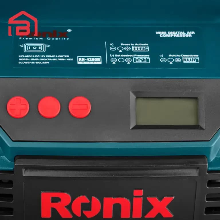 مینی کمپرسور سه کاره فندکی با کیف رونیکس مدل RH-4260B — تصویر ۵