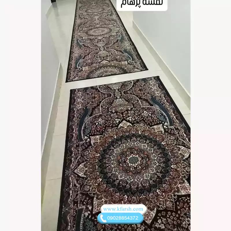 فرش راهرویی 700شانه طرح پرهام سرمه ای — تصویر ۲