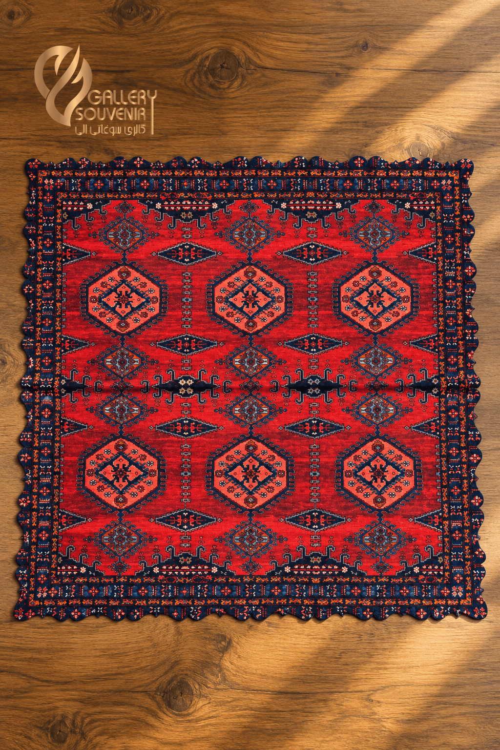 رومیزی مربع مخمل طرح گلیم ۶