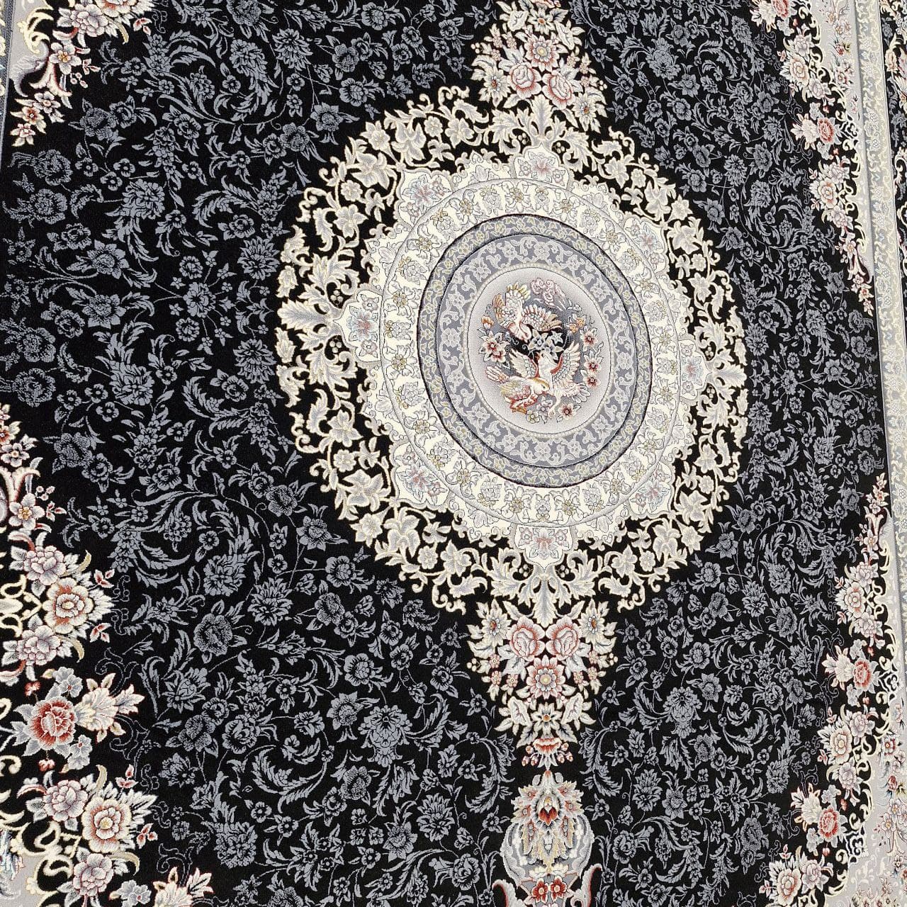 گلشن سرمه ای فرش ماشینی 700 شانه کاشان — تصویر ۳
