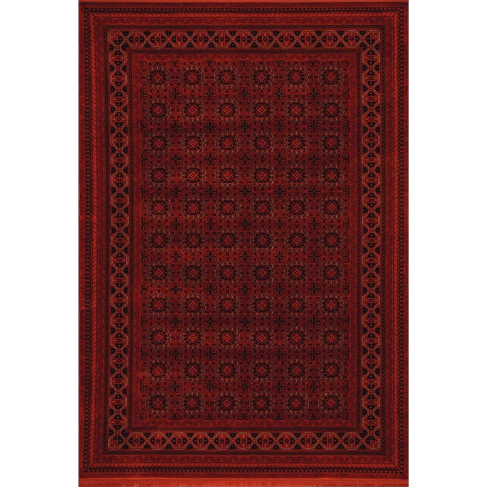 گبه ترکمن طرح دستبافت شرابی 700 شانه ماشینی کاشان کد AP1058