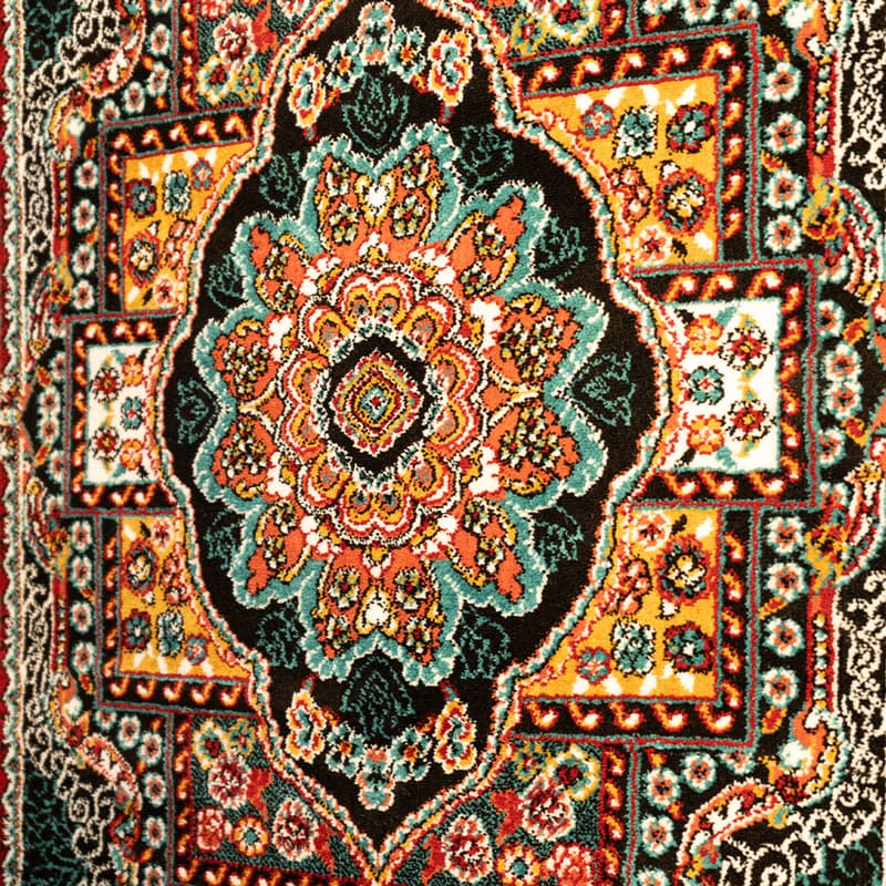 گبه حوض نقره سرمه ای 340 شانه کاشان کد 835 — تصویر ۲