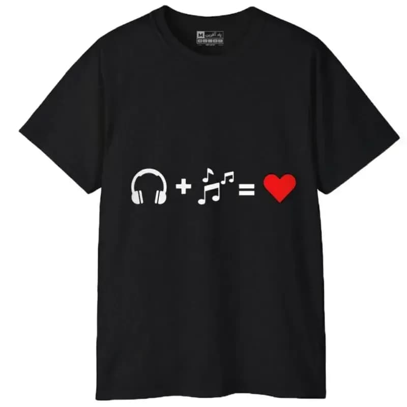 تی شرت آستین کوتاه مردانه پاد آفرین مدل موسیقی آهنگ ترانه عشق — تصویر ۲