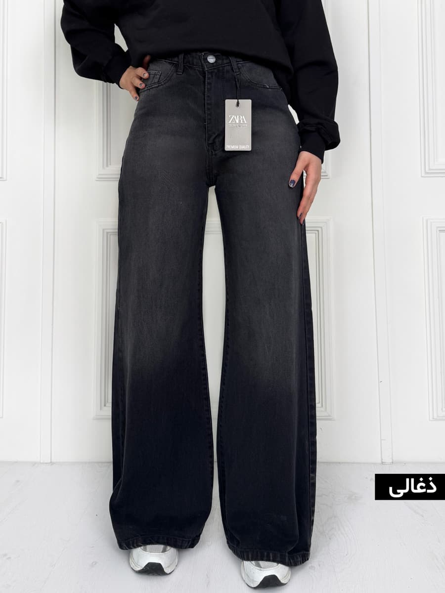 شلوار جین زنانه بگ استایل لَخت رنگ بندی — تصویر ۴
