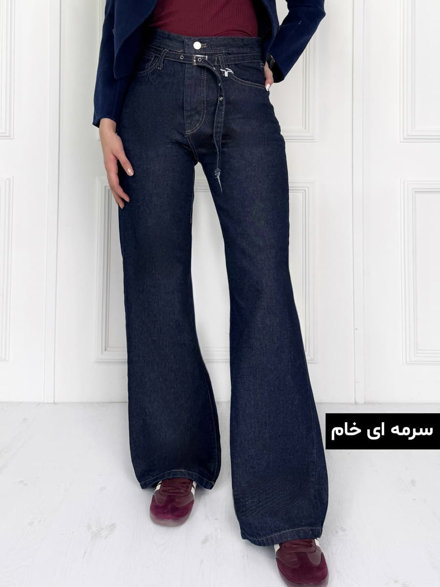 شلوار جین بگ استایل زنانه کمربند دار — تصویر ۴