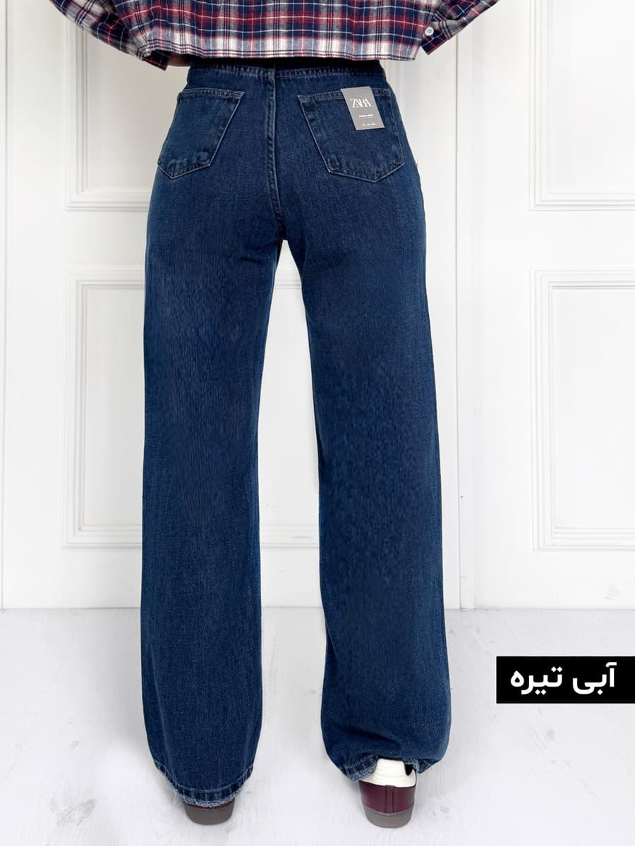 شلوار جین نیم بگ پارچه لَخت زنانه رنگ بندی — تصویر ۶