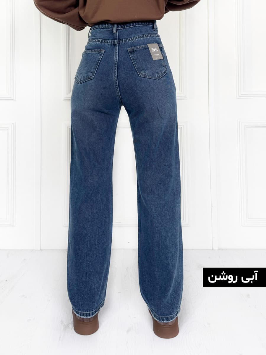 شلوار جین نیم بگ پارچه لَخت زنانه رنگ بندی — تصویر ۸
