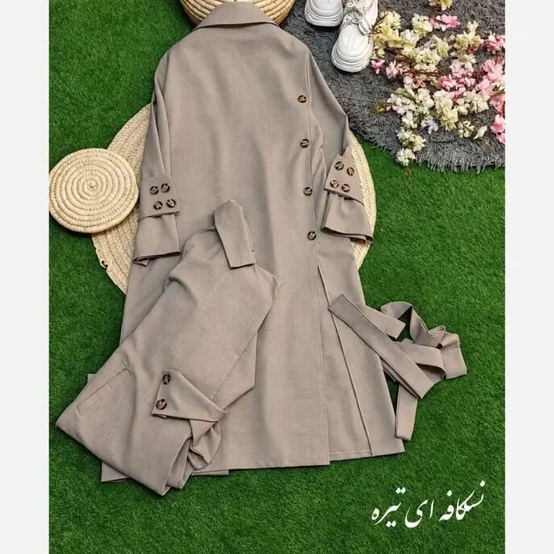 مانتو پشت دکمه زنانه جنس هرمس اعلا دو جیب سایز 38 تا 46 فری — تصویر ۴