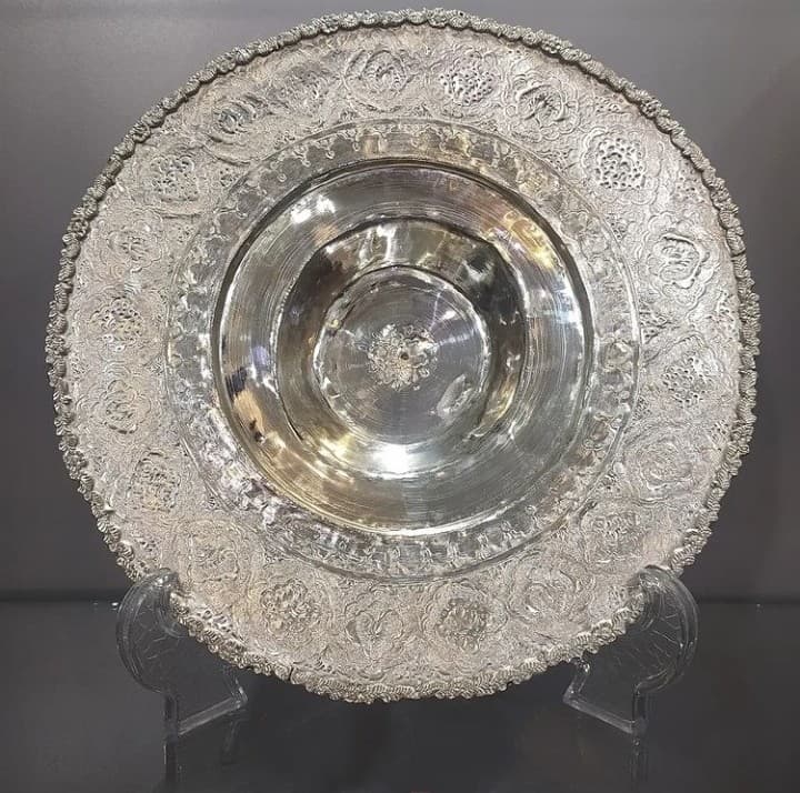 بشقاب میوه خوری گرد نقره نما کد 101652
