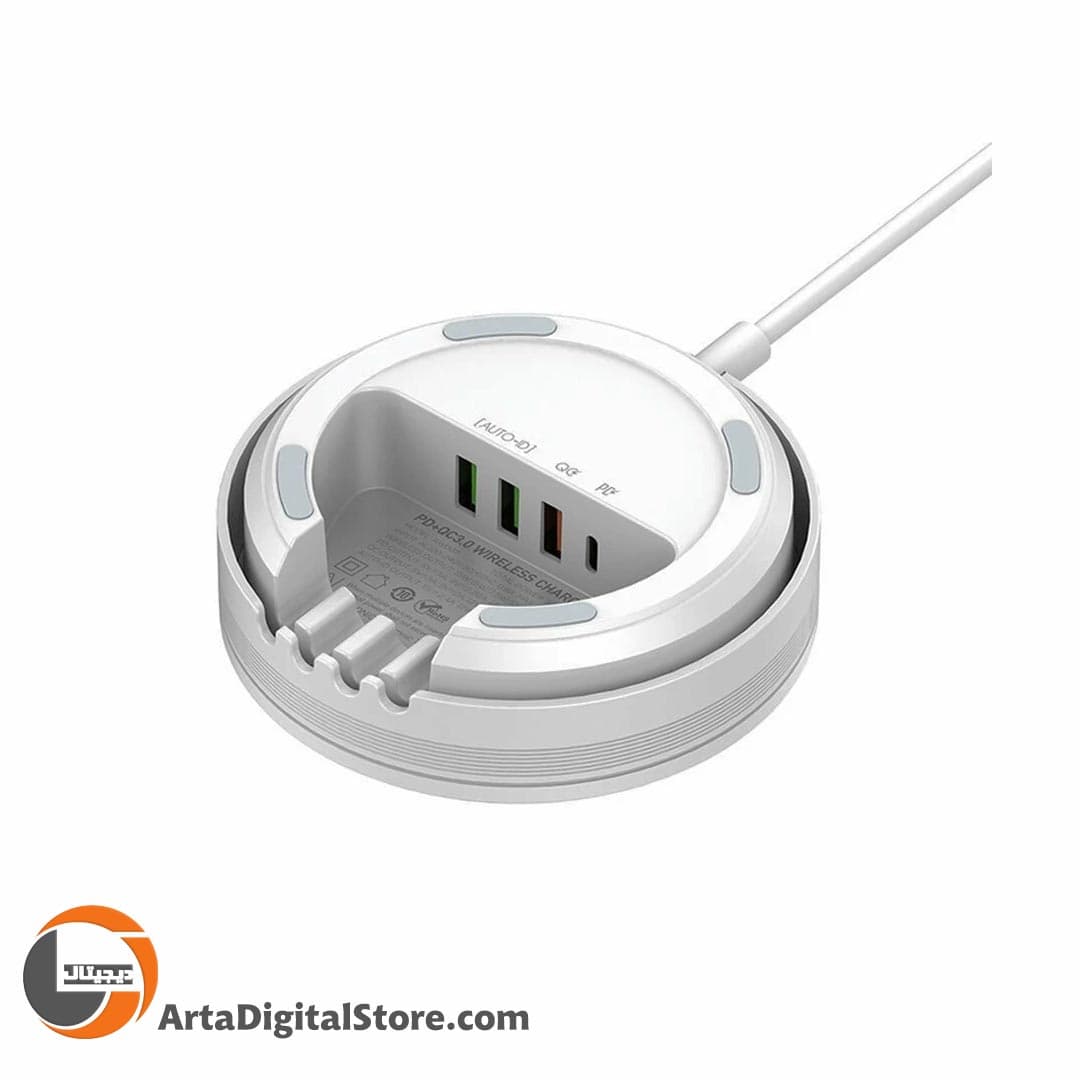 شارژر بی سیم 4 پورت Ldnio AW003 QC3.0 PD 32W Magnetic Wireless Charger White — تصویر ۳