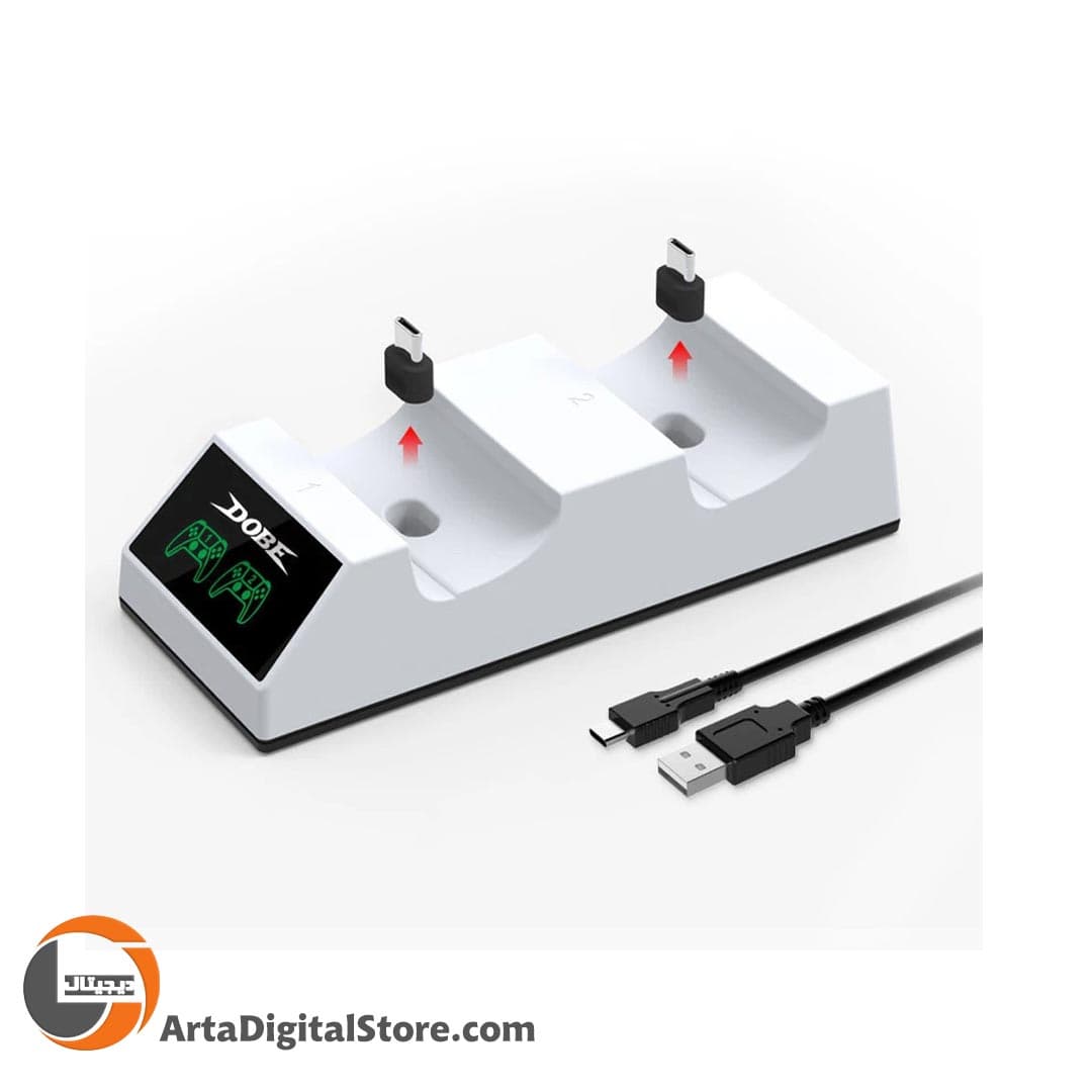 پایه شارژ دسته بازی Dobe TP5-0508 PS5 Controller Dual Charging Dock Black and White — تصویر ۷