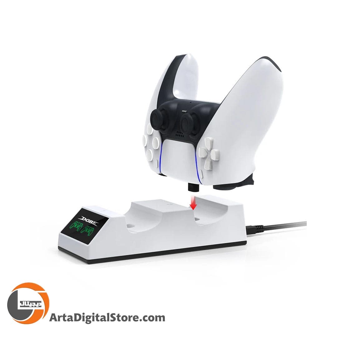 پایه شارژ دسته بازی Dobe TP5-0508 PS5 Controller Dual Charging Dock Black and White — تصویر ۳