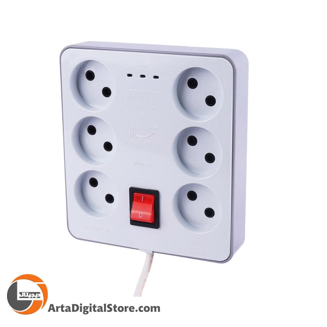 چند راهی و محافظ برق Tirajeh M106 Power Strip 6 Port White طول 1.8m