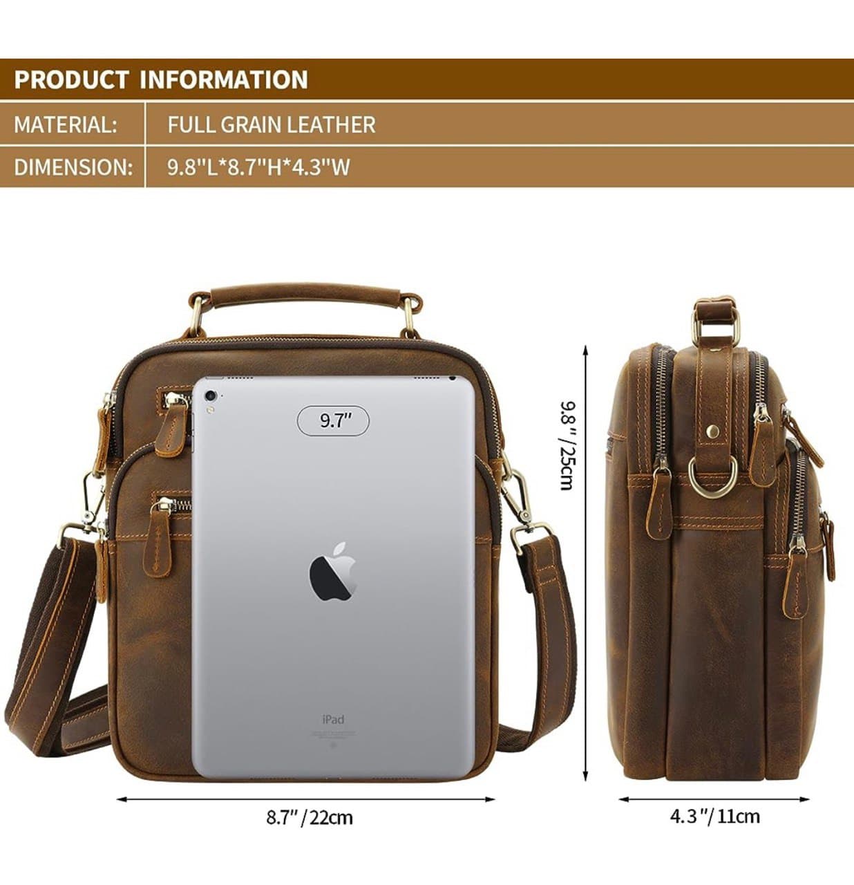 کیف دوشی چرم طبیعی مدل Shoulder Bag 22 | سیلوا چرم — تصویر ۶