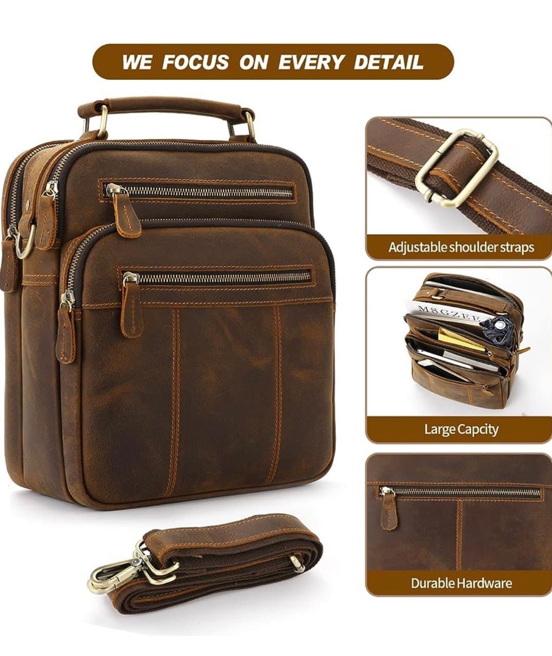 کیف دوشی چرم طبیعی مدل Shoulder Bag 22 | سیلوا چرم — تصویر ۵