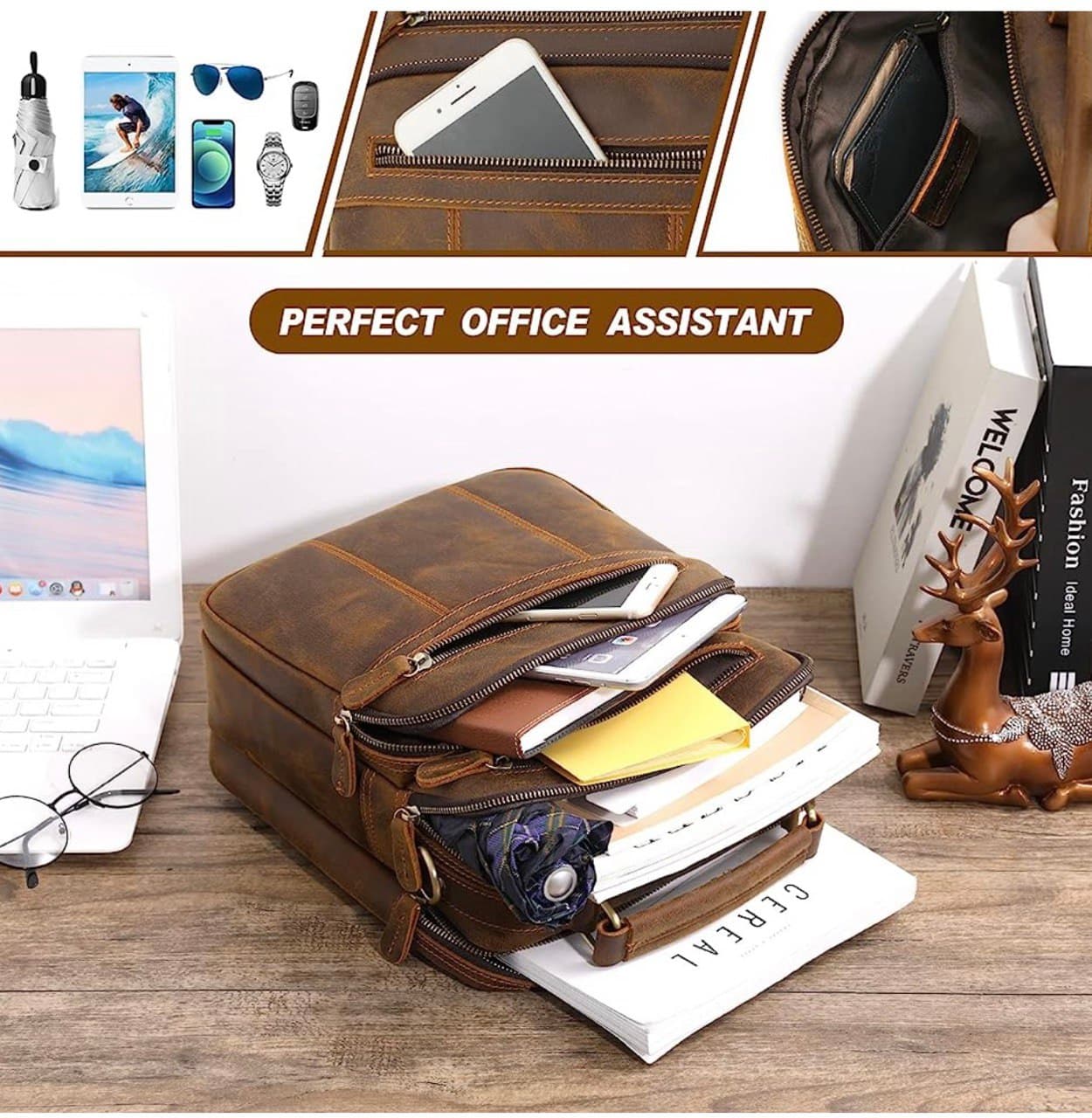 کیف دوشی چرم طبیعی مدل Shoulder Bag 22 | سیلوا چرم — تصویر ۳