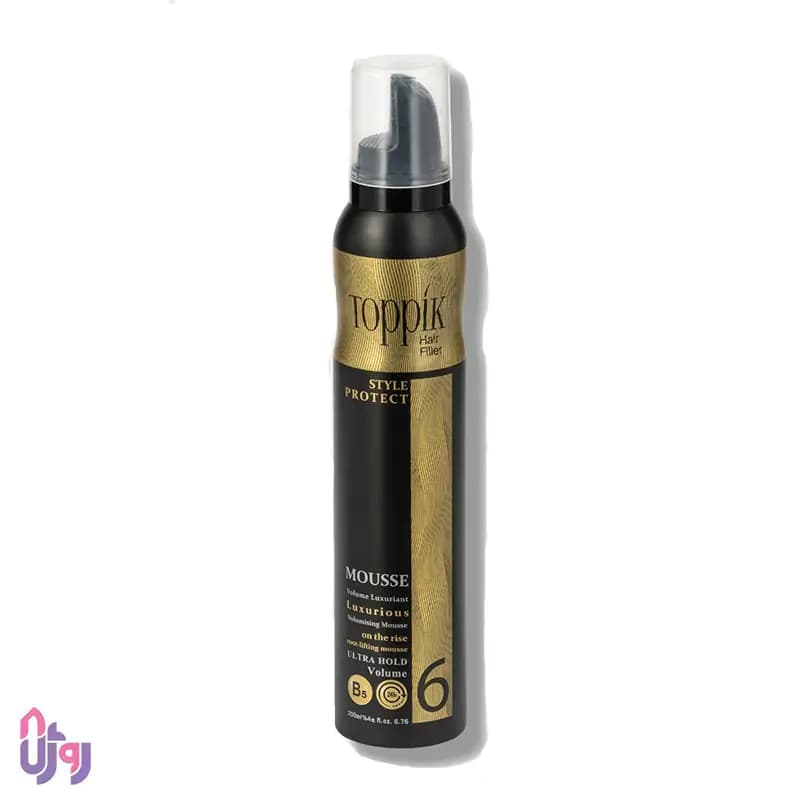 اسپری حالت دهنده مو تاپیک Toppik مدل موس حجم‌دهنده و حالت‌دهنده فوق قوی Hair Filler Style Protect Ultra Hold Volume Mousse 6 حجم 200 میل — تصویر ۶