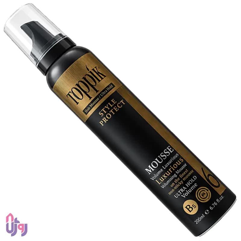 اسپری حالت دهنده مو تاپیک Toppik مدل موس حجم‌دهنده و حالت‌دهنده فوق قوی Hair Filler Style Protect Ultra Hold Volume Mousse 6 حجم 200 میل — تصویر ۲